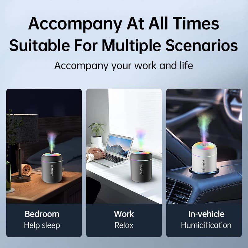 180ML Mini Air Humidifier USB Electric Aroma Diffuser Essential Oil Purifier Aromatherapy Mist Maker Lights For Car Home Bedroom